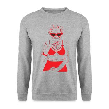 coole oma - Unisex Pullover - Weißgrau meliert - Vorne - Alina (178cm) & Michal (187cm)