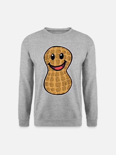 Erdnuss Nuss Erdnüsse Kinder Baby Geschenk happy - Unisex Pullover - Weißgrau meliert