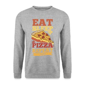 Manger Sleep Pizza Répéter - Sweat-shirt Unisexe - gris chiné - Devant - Alina (178cm) & Michal (187cm)