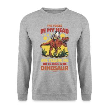 The Voices In My Head Are Telling Me To Ride A Din - Unisex Pullover - Weißgrau meliert - Vorne - Alina (178cm) & Michal (187cm)