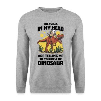 Les voix dans ma tête me disent de monter un din - Sweat-shirt Unisexe - gris chiné - Devant - Alina (178cm) & Michal (187cm)