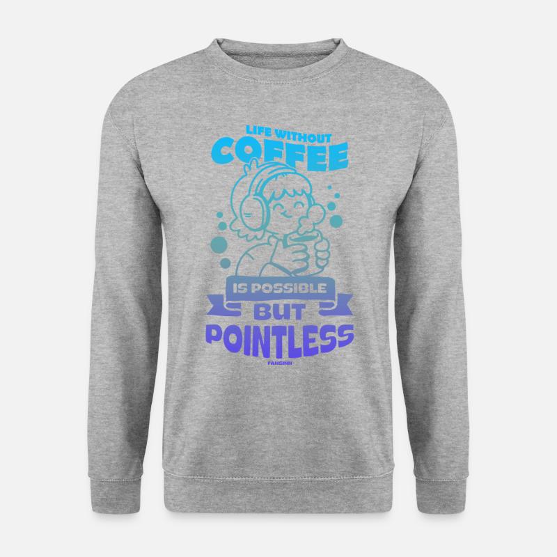 Kaffee - Unisex Pullover - Weißgrau meliert