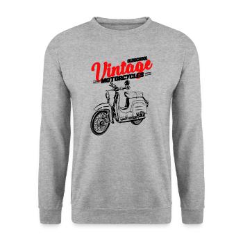 Cyclomoteur Schwalbe Mokick Cult 70s Oldschool - Sweat-shirt Unisexe - gris chiné - Devant - Alina (178cm) & Michal (187cm)