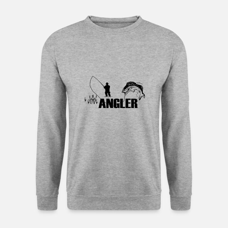 Angeln - Unisex Pullover - Weißgrau meliert
