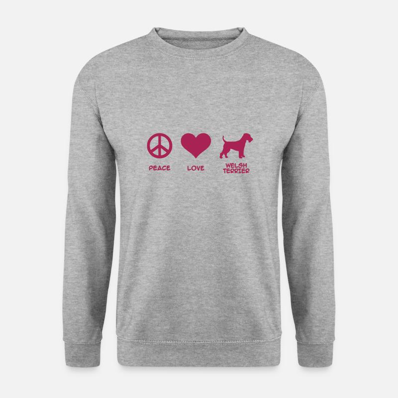 Welsh Terrier - Unisex Pullover - Weißgrau meliert