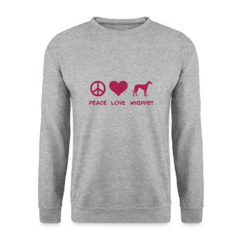 Whippet - Unisex Pullover - Weißgrau meliert - Vorne - Alina (178cm) & Michal (187cm)