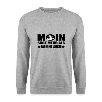Moin - Unisex Pullover - Weißgrau meliert - Vorne - Alina (178cm) & Michal (187cm)