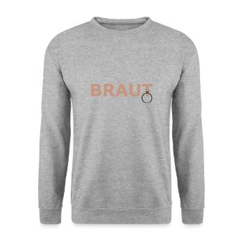 Braut T-Shirt JGA Braut-Crew, Junggesellenabschied - Unisex Pullover - Weißgrau meliert - Vorne - Alina (178cm) & Michal (187cm)
