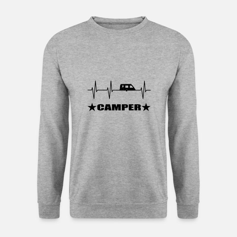 Camping - Unisex Pullover - Weißgrau meliert