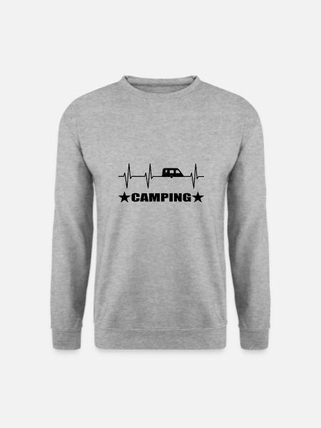 Camping - Unisex Pullover - Weißgrau meliert