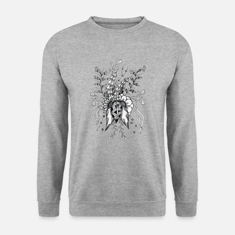 Tangle Blume gezeichnet - Unisex Pullover - Weißgrau meliert