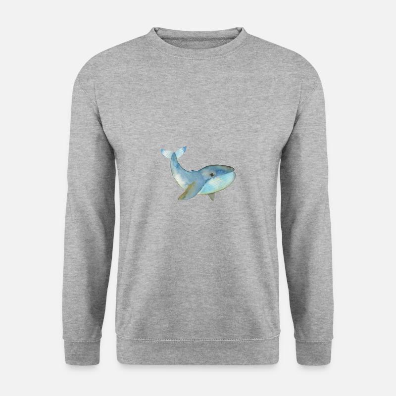 Wal Aquarell - Unisex Pullover - Weißgrau meliert