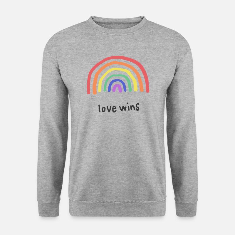 Liebesgrafik Liebe gewinnt Regenbogen - Unisex Pullover - Weißgrau meliert