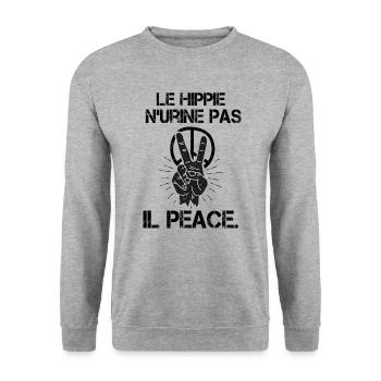 Hippie humour peace and love phrase drôle - Sweat-shirt Unisexe - gris chiné - Devant - Alina (178cm) & Michal (187cm)