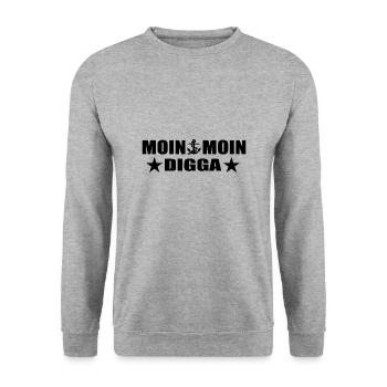 Moin - Unisex Pullover - Weißgrau meliert - Vorne - Alina (178cm) & Michal (187cm)