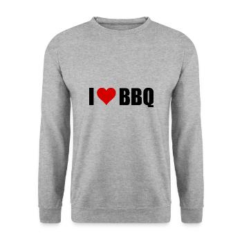 BBQ - Unisex Pullover - Weißgrau meliert - Vorne - Alina (178cm) & Michal (187cm)
