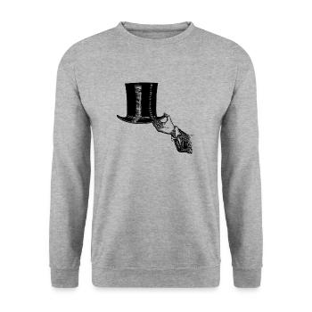 Hand mit Zylinder - Unisex Pullover - Weißgrau meliert - Vorne - Alina (178cm) & Michal (187cm)