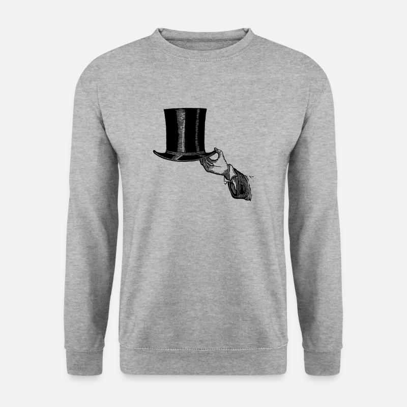 Hand mit Zylinder - Unisex Pullover - Weißgrau meliert