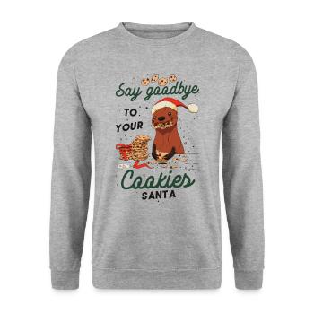 Otter Christmas Gift Otter Biscuits Xmas - Unisex Sweatshirt - salt & pepper - Front - Alina (178cm) & Michal (187cm)