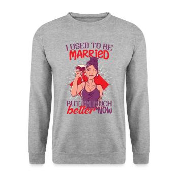 I Used To Be Married - Unisex Sweatshirt - salt & pepper - Front - Alina (178cm) & Michal (187cm)