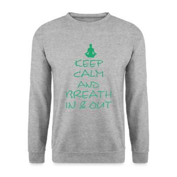 Yoga, Spruch für Yogis, Yogaübung, Namaste, Om - Unisex Pullover - Weißgrau meliert - Vorne - Alina (178cm) & Michal (187cm)