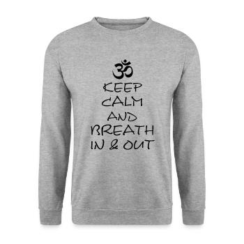 Yoga, Spruch für Yogis, Namaste - Unisex Pullover - Weißgrau meliert - Vorne - Alina (178cm) & Michal (187cm)
