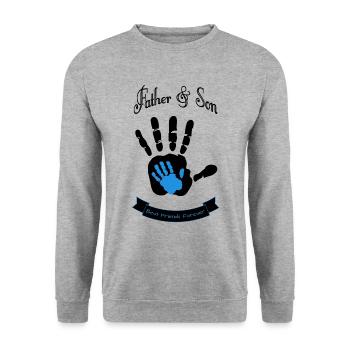 father and son, best friends forever - Unisex Pullover - Weißgrau meliert - Vorne - Alina (178cm) & Michal (187cm)