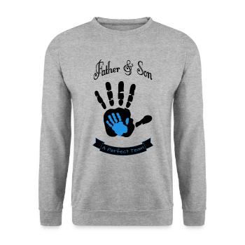 Father and Son, Vater und Sohn - Unisex Pullover - Weißgrau meliert - Vorne - Alina (178cm) & Michal (187cm)