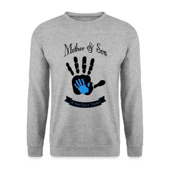 mother and son a perfect team - Unisex Pullover - Weißgrau meliert - Vorne - Alina (178cm) & Michal (187cm)