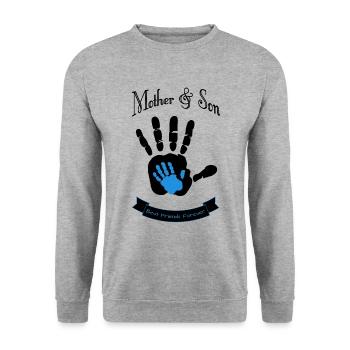 mother and son best friends forever - Unisex Pullover - Weißgrau meliert - Vorne - Alina (178cm) & Michal (187cm)