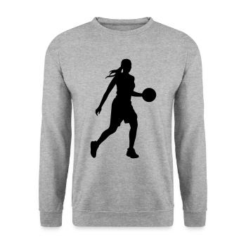 Basketball Player Silhouette Basketball Player Fra - Unisex Sweatshirt - salt & pepper - Front - Alina (178cm) & Michal (187cm)