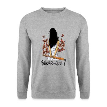 patriar-quoi - Sweat-shirt Unisexe - gris chiné - Devant - Alina (178cm) & Michal (187cm)