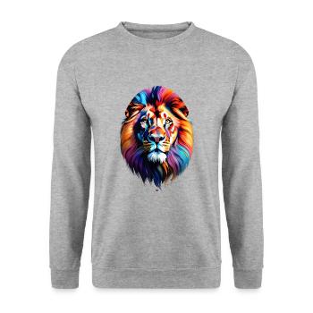 Lion Popart - Sweat-shirt Unisexe - gris chiné - Devant - Alina (178cm) & Michal (187cm)