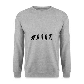 Biathlete Biathlon Gift Evolution Winter Sports - Unisex Sweatshirt - salt & pepper - Front - Alina (178cm) & Michal (187cm)