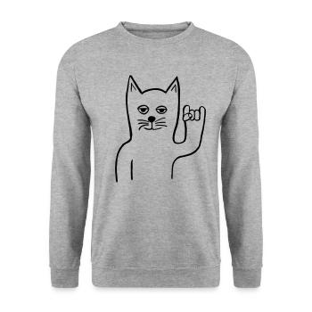 Cat/Kater Rock on - Unisex Sweatshirt - salt & pepper - Front - Alina (178cm) & Michal (187cm)