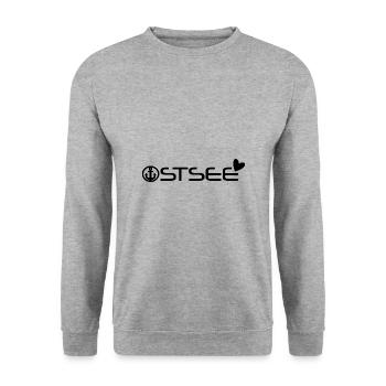 Ostsee mit Anker und Herz [black] - Unisex Pullover - Weißgrau meliert - Vorne - Alina (178cm) & Michal (187cm)