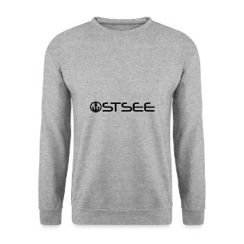 Ostsee mit Anker [black] - Unisex Pullover - Weißgrau meliert - Vorne - Alina (178cm) & Michal (187cm)
