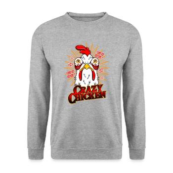 POULET FOU - Poulet drôle motif cadeau - Sweat-shirt Unisexe - gris chiné - Devant - Alina (178cm) & Michal (187cm)