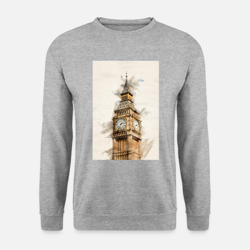 London Big Ben - Unisex Pullover - Weißgrau meliert