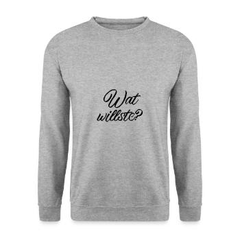 Wat willste? - Unisex Pullover - Weißgrau meliert - Vorne - Alina (178cm) & Michal (187cm)