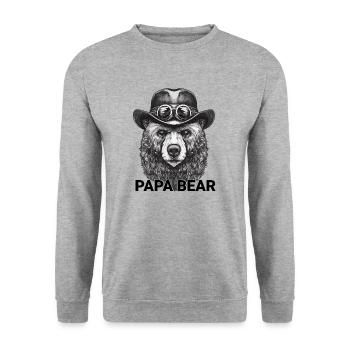 Papa Bear - Unisex Pullover - Weißgrau meliert - Vorne - Alina (178cm) & Michal (187cm)