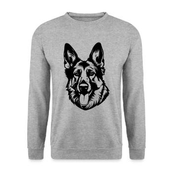 German Shepherd Dog Head - Unisex Sweatshirt - salt & pepper - Front - Alina (178cm) & Michal (187cm)