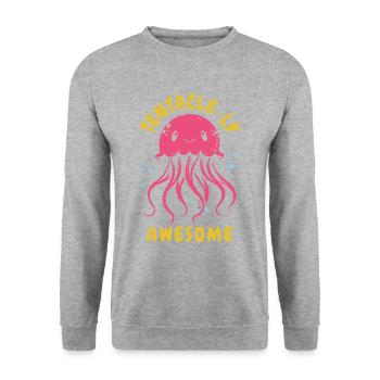 Tenacle-ly Awesome - Jellyfish with Tentacles - Unisex Sweatshirt - salt & pepper - Front - Alina (178cm) & Michal (187cm)
