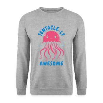 Tenacle-ly Awesome - Méduse avec tentacules - Sweat-shirt Unisexe - gris chiné - Devant - Alina (178cm) & Michal (187cm)