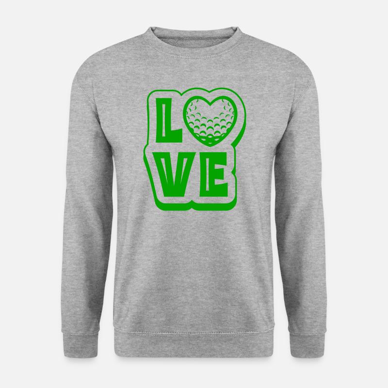 GOLF LIEBEN GOLFBALL HERZ LIEBE SPORT SPRUCH MOTIV - Unisex Pullover - Weißgrau meliert