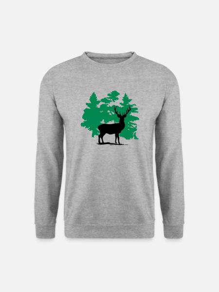 Hirsch - Deer - Unisex Pullover - Weißgrau meliert