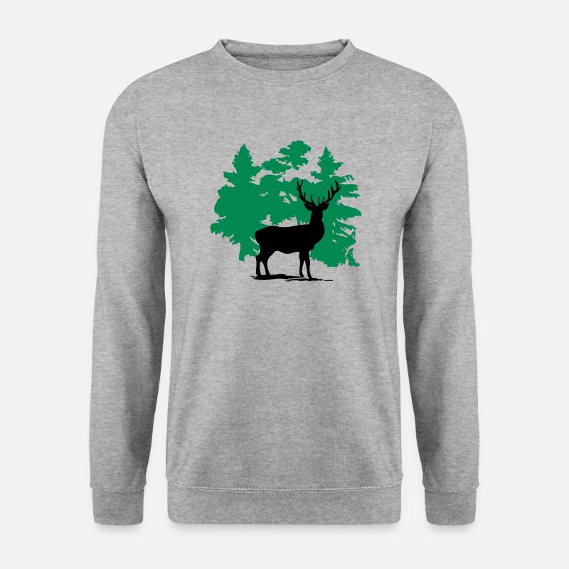 Hirsch - Deer - Unisex Pullover - Weißgrau meliert