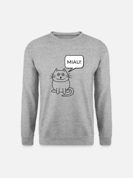 MIAU MIAU :: GESCHENK - Unisex Pullover - Weißgrau meliert