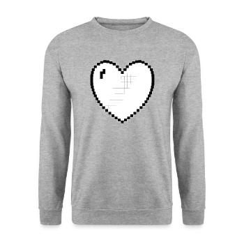 Herz heart Pixel Gamer Geschenk - Unisex Pullover - Weißgrau meliert - Vorne - Alina (178cm) & Michal (187cm)