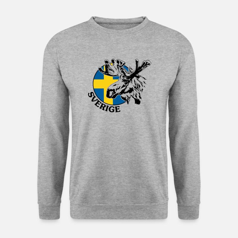 SVERIGE Elch Schweden Tier Wildnis Wilsigns - Unisex Pullover - Weißgrau meliert